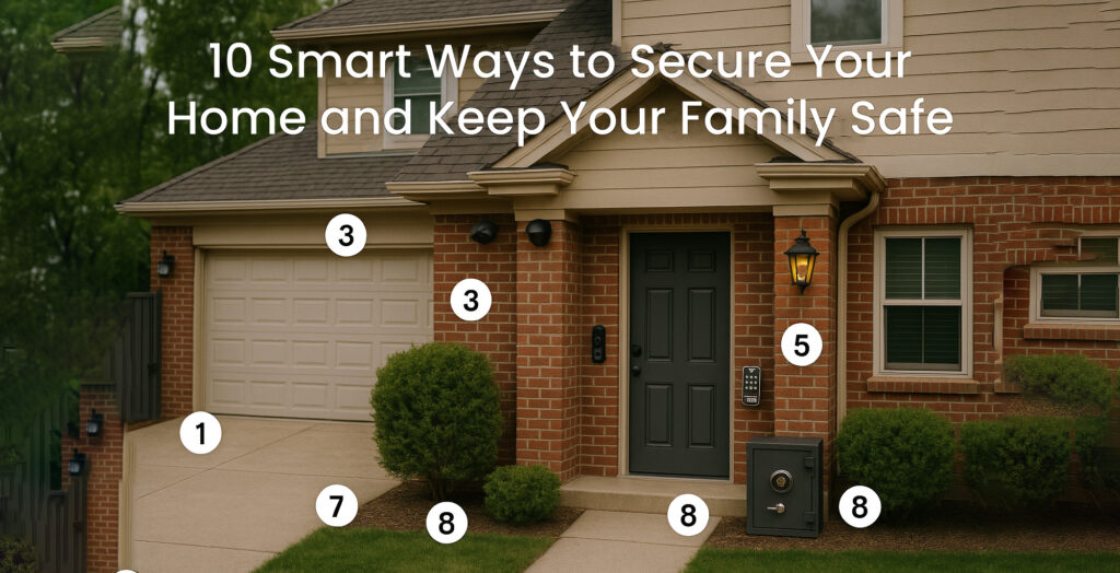Infographic showing tips for home security and garage door safety by SAMT Garage & Gate Automation in Prestons, New South Wales, Australia